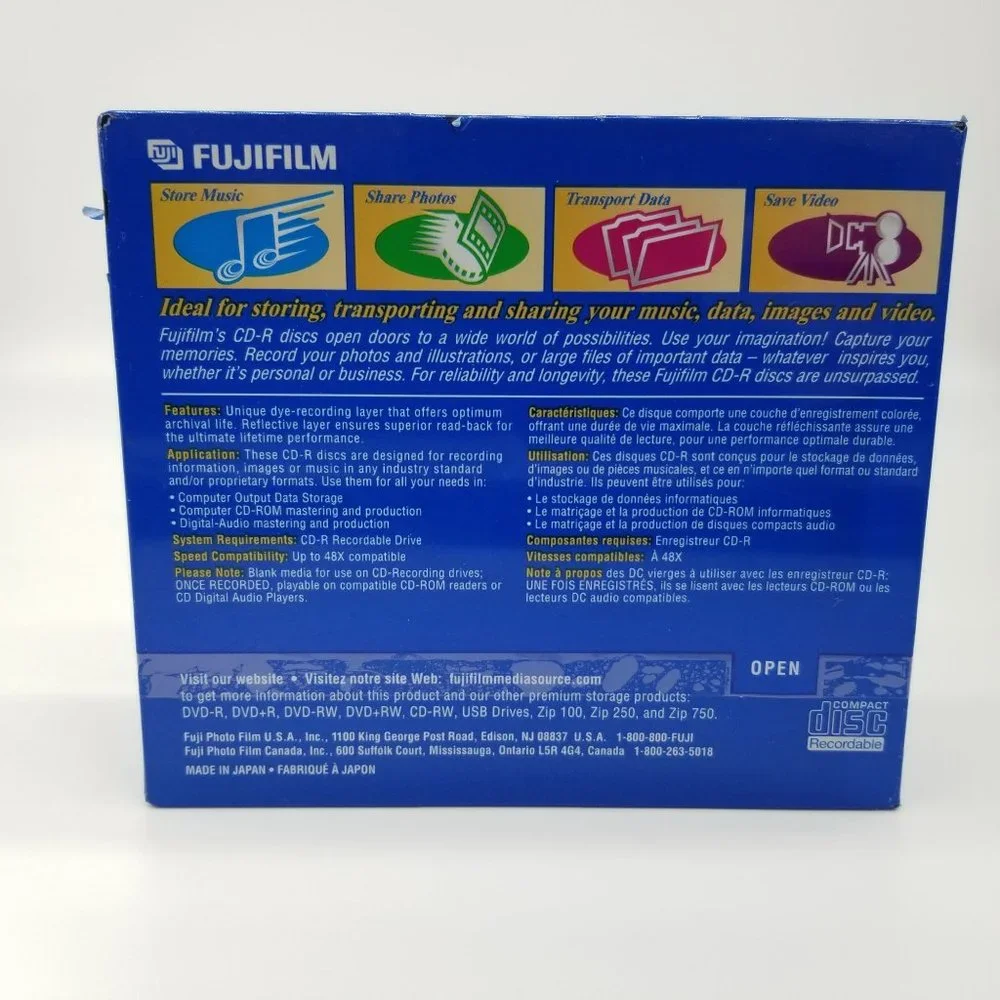 Fujifilm Recordable CD-R 80 Min 700mb Slim Compact Disc Pack of 10 NEW